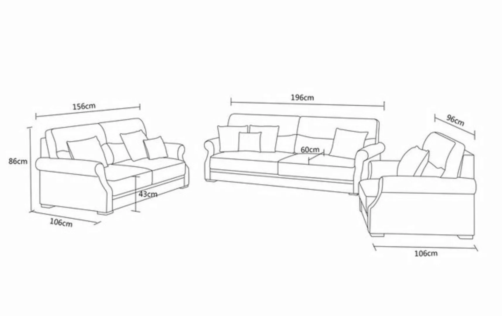 JVmoebel Sofa Sofagarnitur 3+2+1 Sitzer Set Design Sofa Polster Couchen, Ma günstig online kaufen