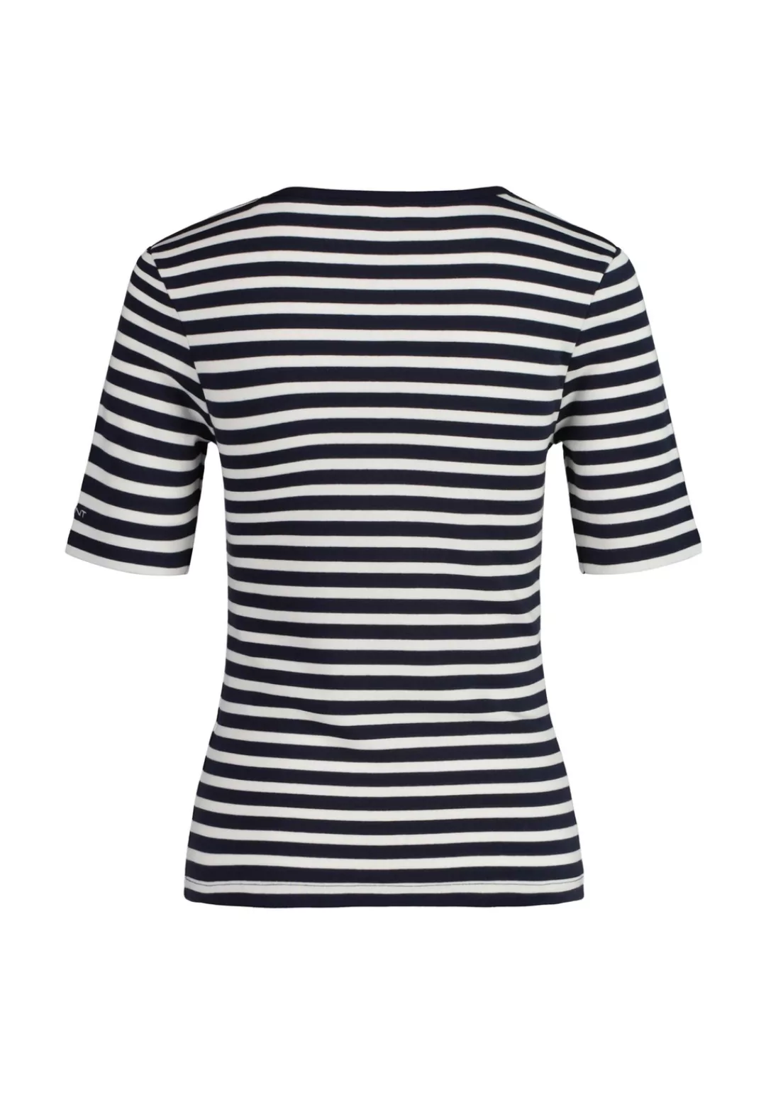 Gant T-Shirt "SLIM STRIPED 1X1 RIBBED KA T-SHIRT", mit dezentem Logoschrift günstig online kaufen