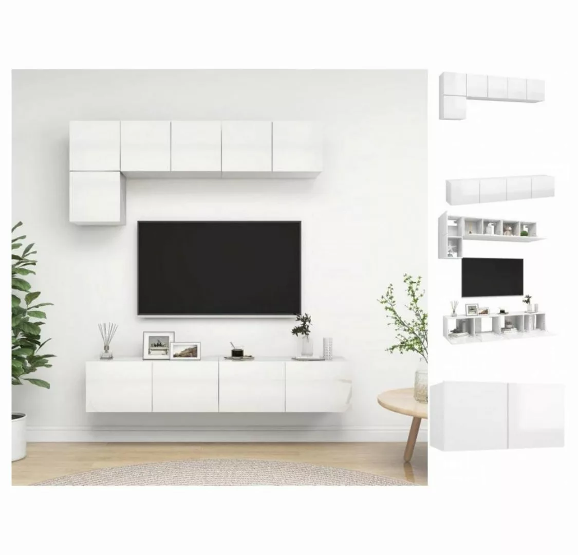 vidaXL Kleiderschrank 5-tlg TV-Schrank-Set Hochglanz-Weiß Spanplatte günstig online kaufen