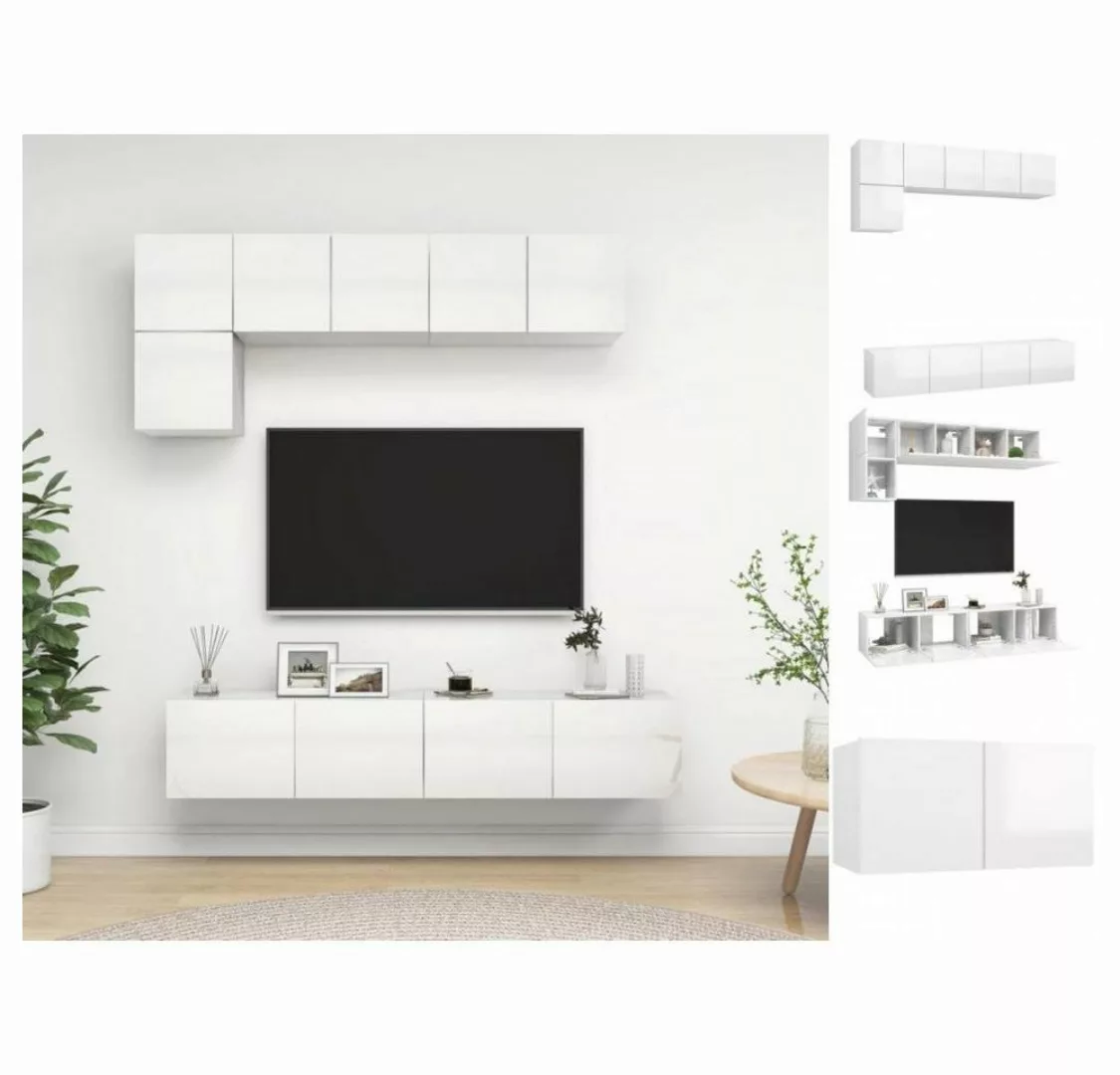 vidaXL TV-Schrank 5-tlg TV-Schrank-Set Hochglanz-Weiß Spanplatte günstig online kaufen