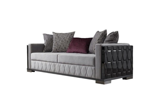 Xlmoebel 3-Sitzer Premium Dreisitzer Sofa Grau für das Wohnzimmer Stoffdesi günstig online kaufen