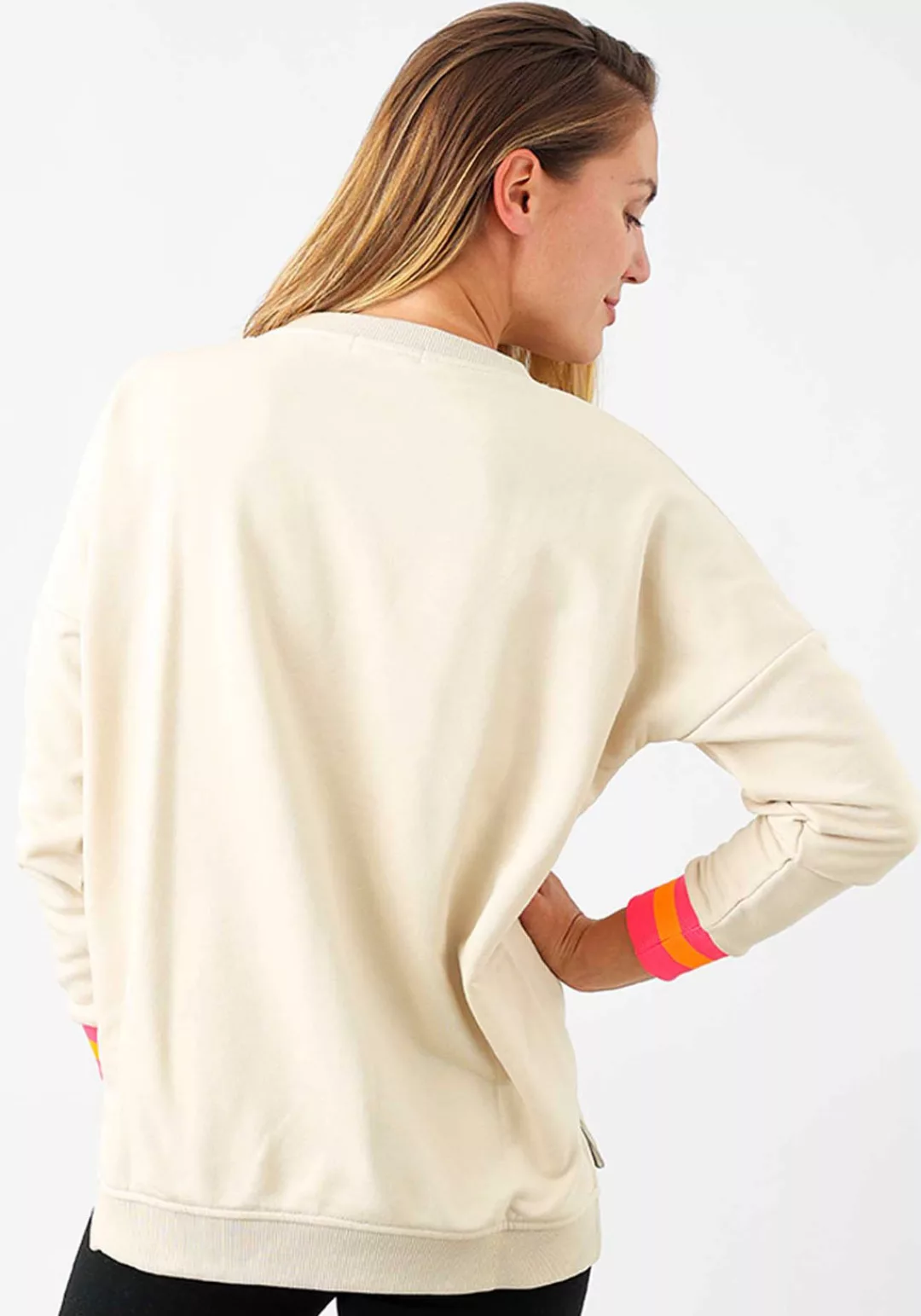 Zwillingsherz Sweatshirt mit V-Ausschnitt und Aufdruck in Neonfarben günstig online kaufen