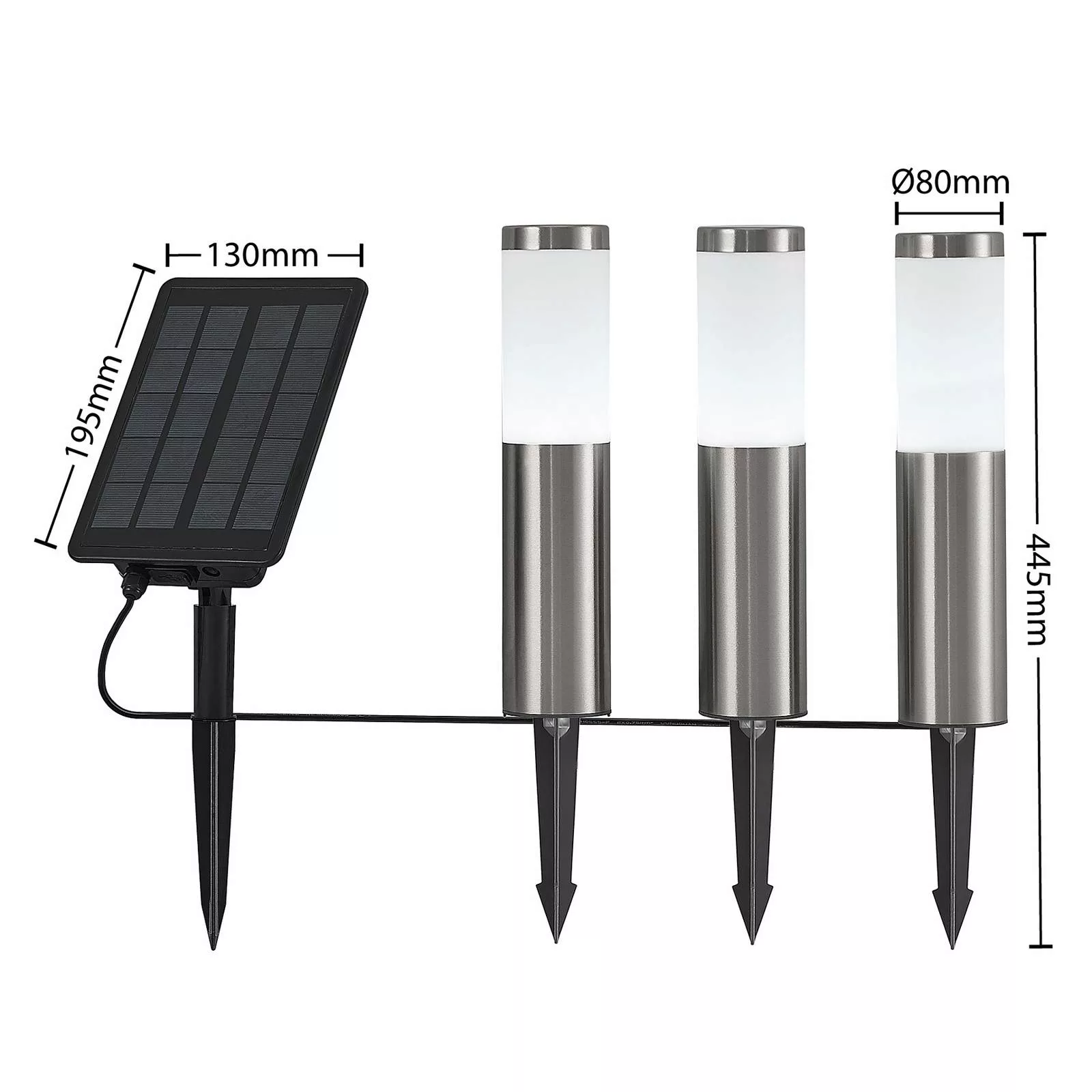 Lindby Lexiane LED-Solarlampen, 3er-Set, Edelstahl günstig online kaufen