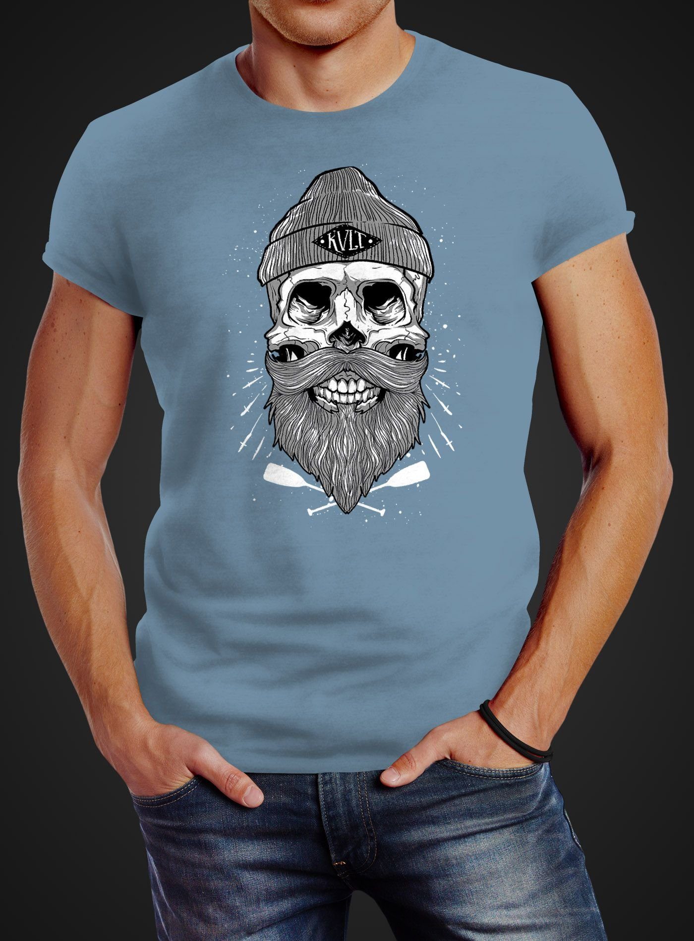 Neverless Print-Shirt Herren T-Shirt Captain Skull günstig online kaufen