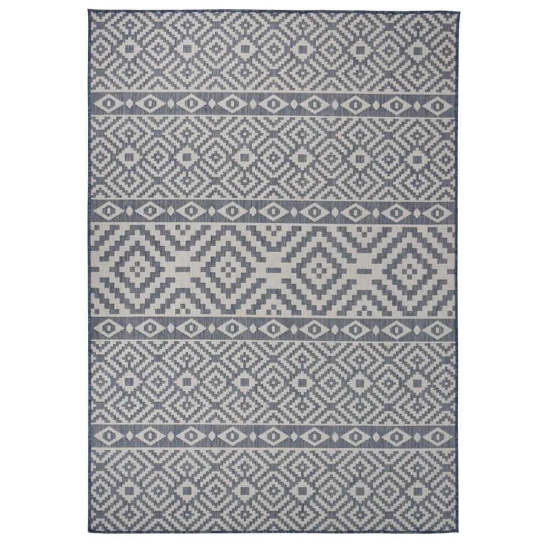 Vidaxl Outdoor-teppich Flachgewebe 140x200 Cm Blau Gestreift günstig online kaufen