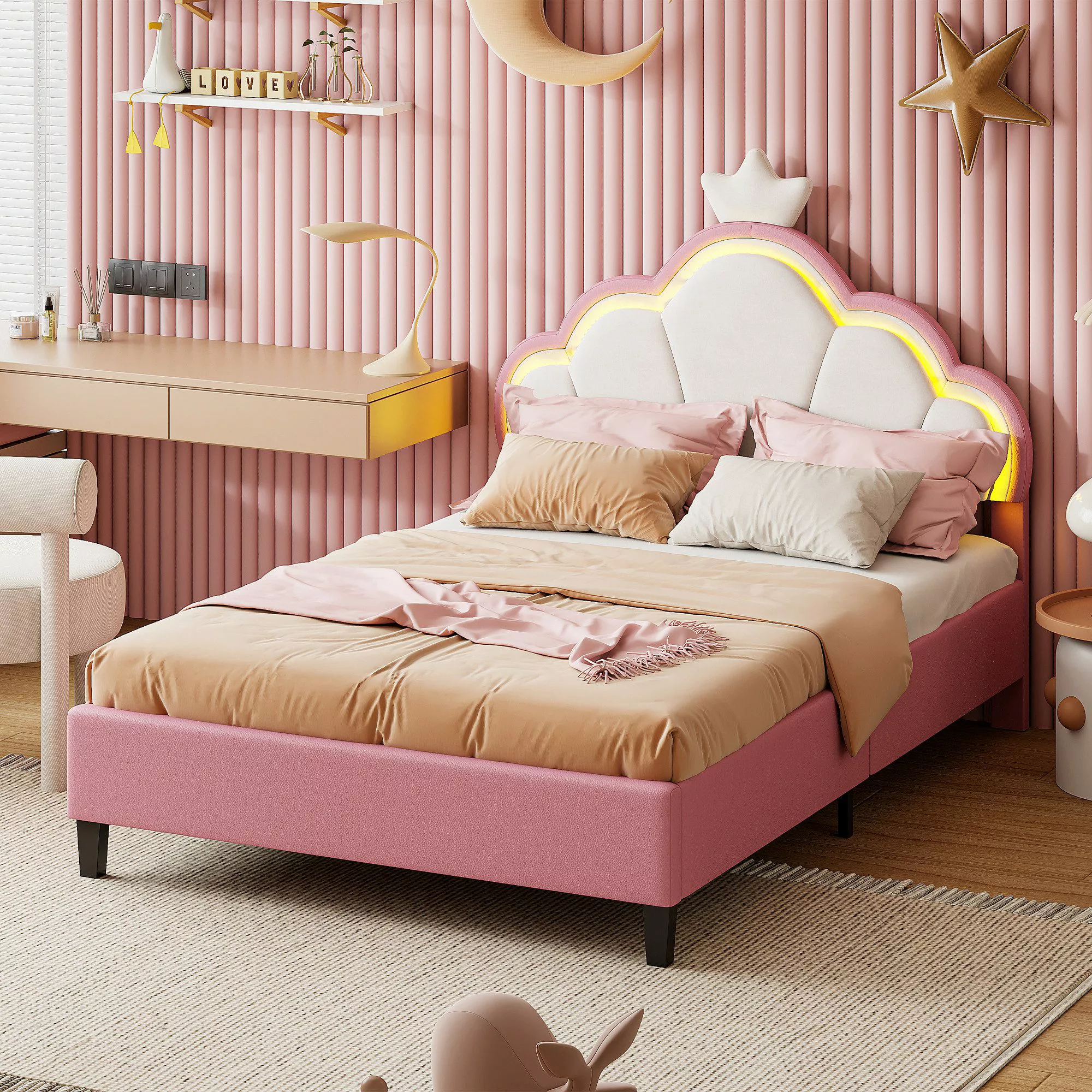 PXloue Polsterbett Kinderbett Jugendbett (Kopfteil hochstellbar), günstig online kaufen