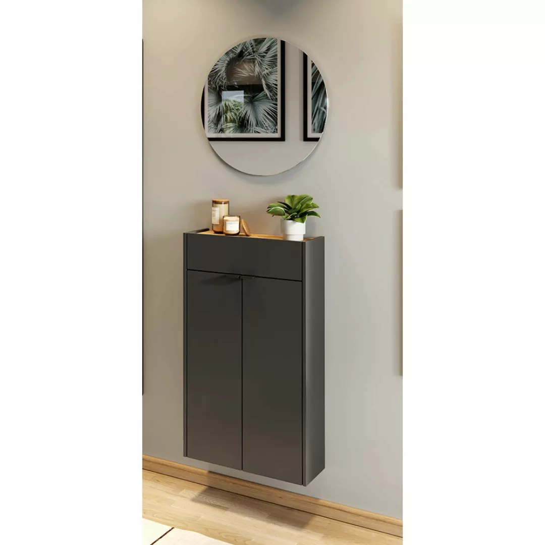 Garderobe Flurgarderobe schmal in grau mit Eiche ABERDEEN-01 modern 2-teili günstig online kaufen