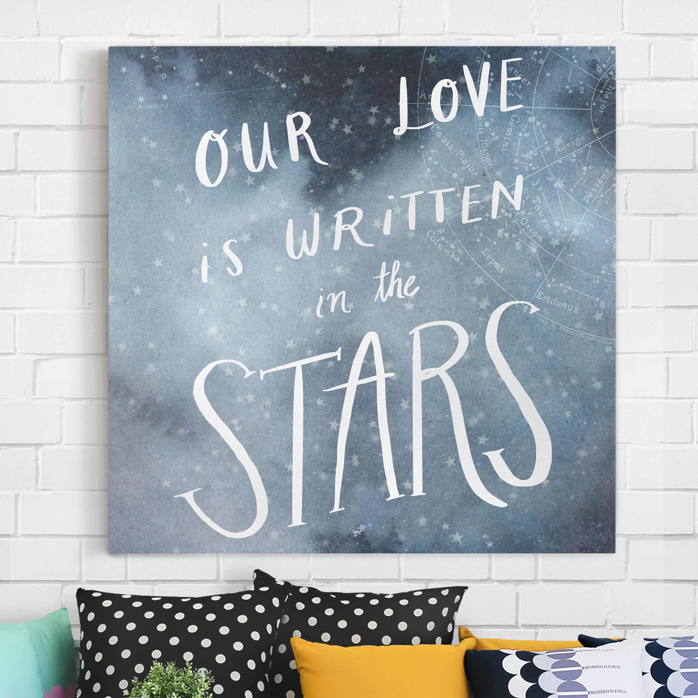 Leinwandbild Spruch - Quadrat Himmlische Liebe - Sterne günstig online kaufen