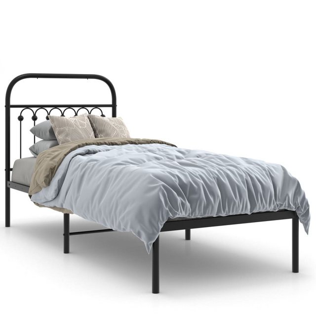 vidaXL Bett, Bettgestell mit Kopfteil Metall Schwarz 75x190 cm günstig online kaufen