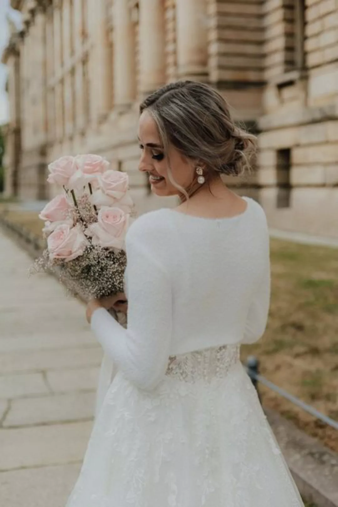 Nysashop V-Ausschnitt-Pullover Bride Pullover boho I Wedding Jacket I Jacke günstig online kaufen