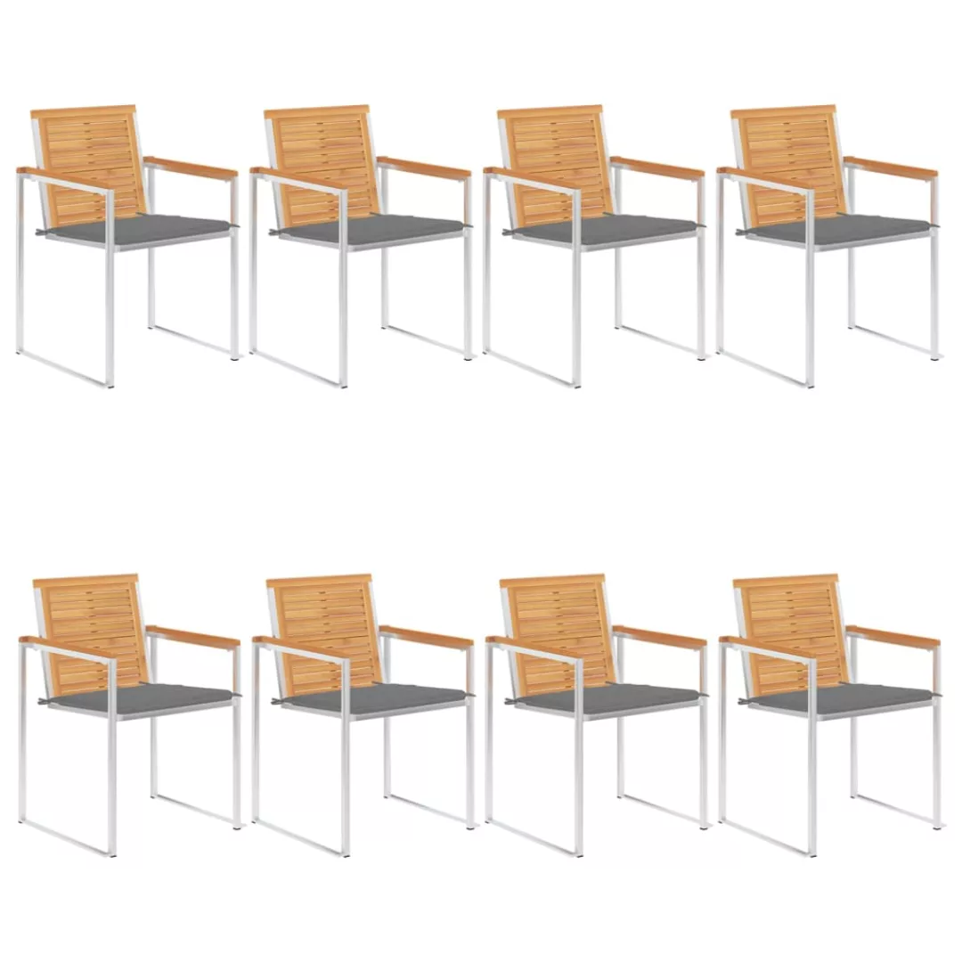 8 Stk. Gartenstühle Mit Kissen Massivholz Teak günstig online kaufen
