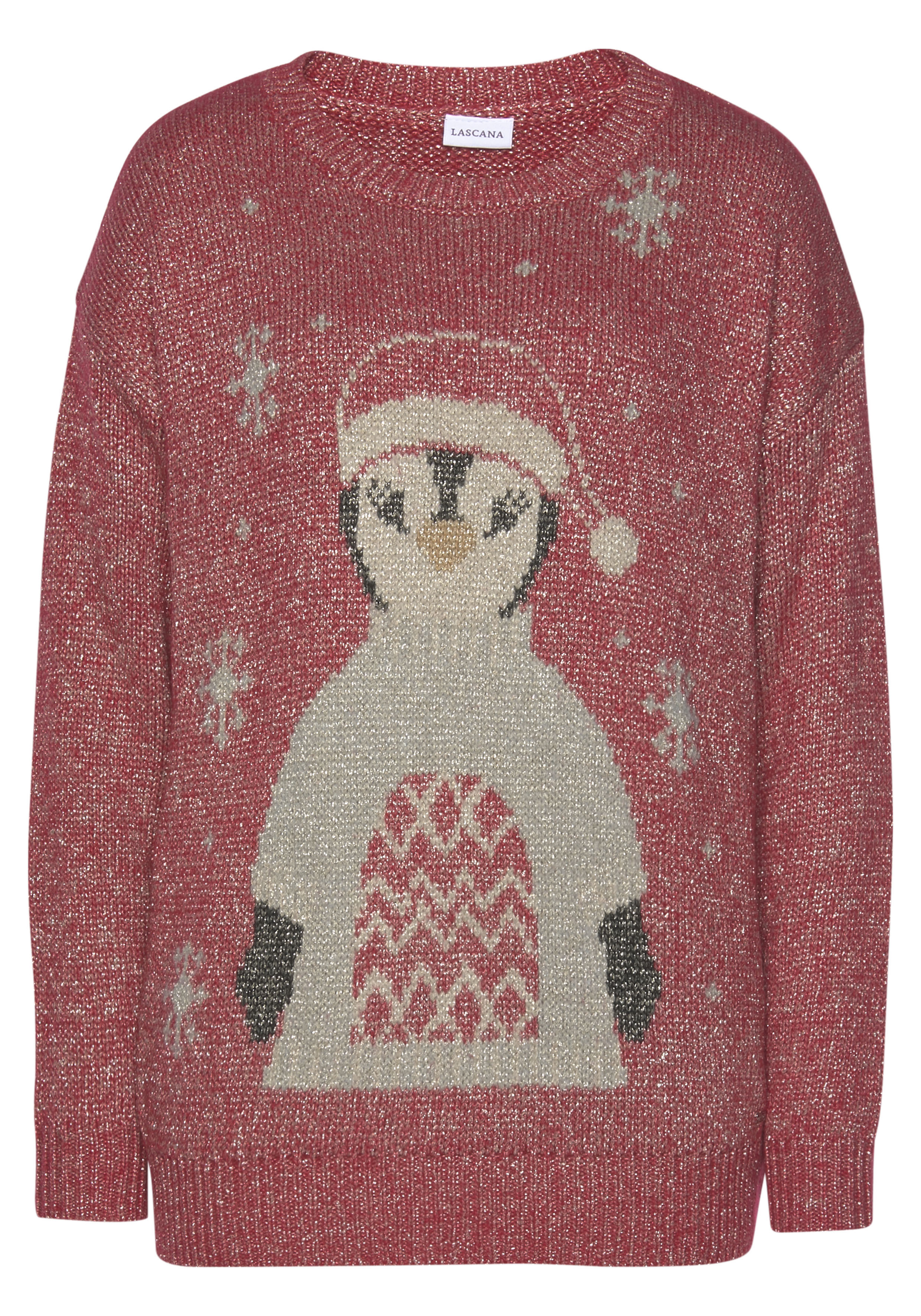 LASCANA Sweater, Weihnachtspullover mit eingestricktem Motiv, Loungewear günstig online kaufen