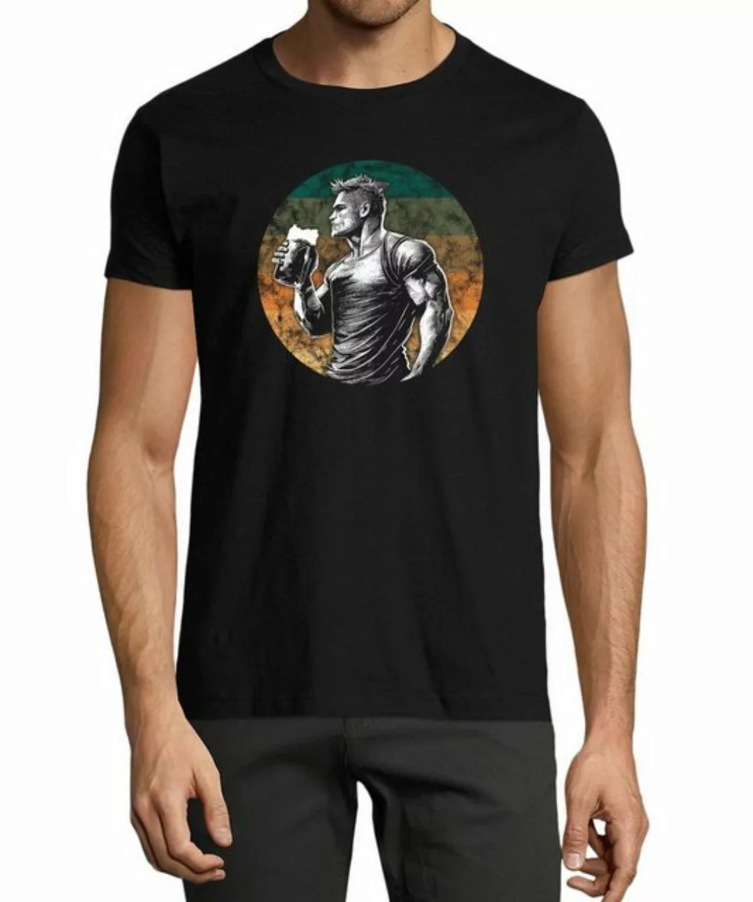 MyDesign24 T-Shirt Herren Print Shirt - Muskulöser Mann mit einem Mass Bier günstig online kaufen