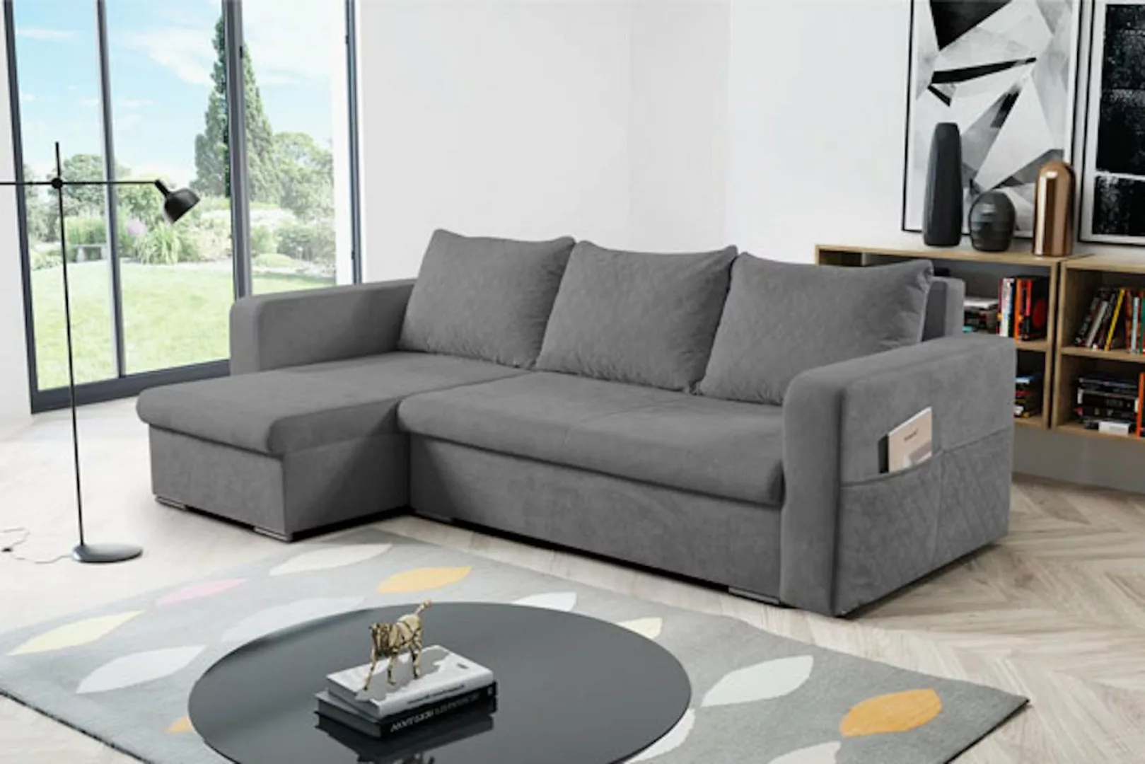 Feldmann-Wohnen Ecksofa Asti, 234cm Farbe wählbar mit Schlaffunktion und Be günstig online kaufen