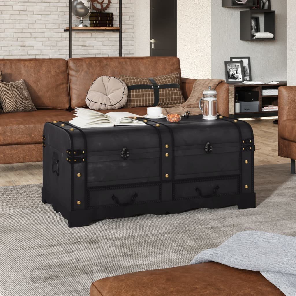 furnicato Truhe Schatztruhe Holz Groß Schwarz günstig online kaufen