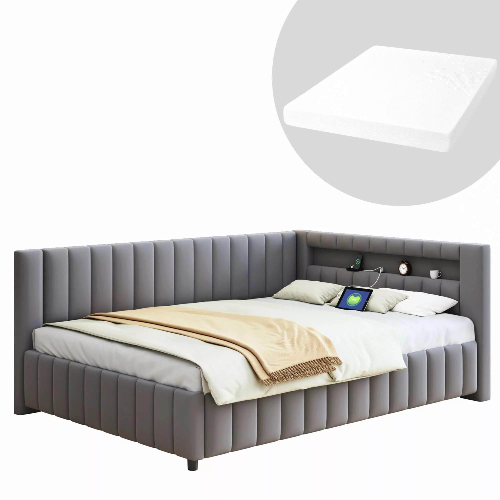 HAUSS SPOLE Schlafsofa 140x200 mit LED-Licht, günstig online kaufen