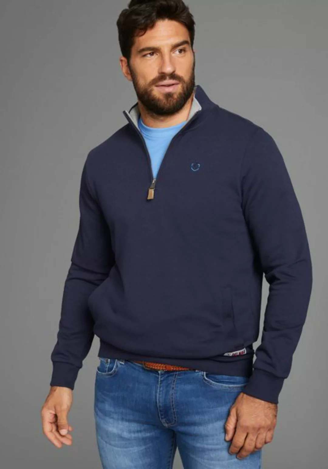 DELMAO Sweatshirt mit Henley Kragen und Seitentaschen - NEUE KOLLEKTION günstig online kaufen