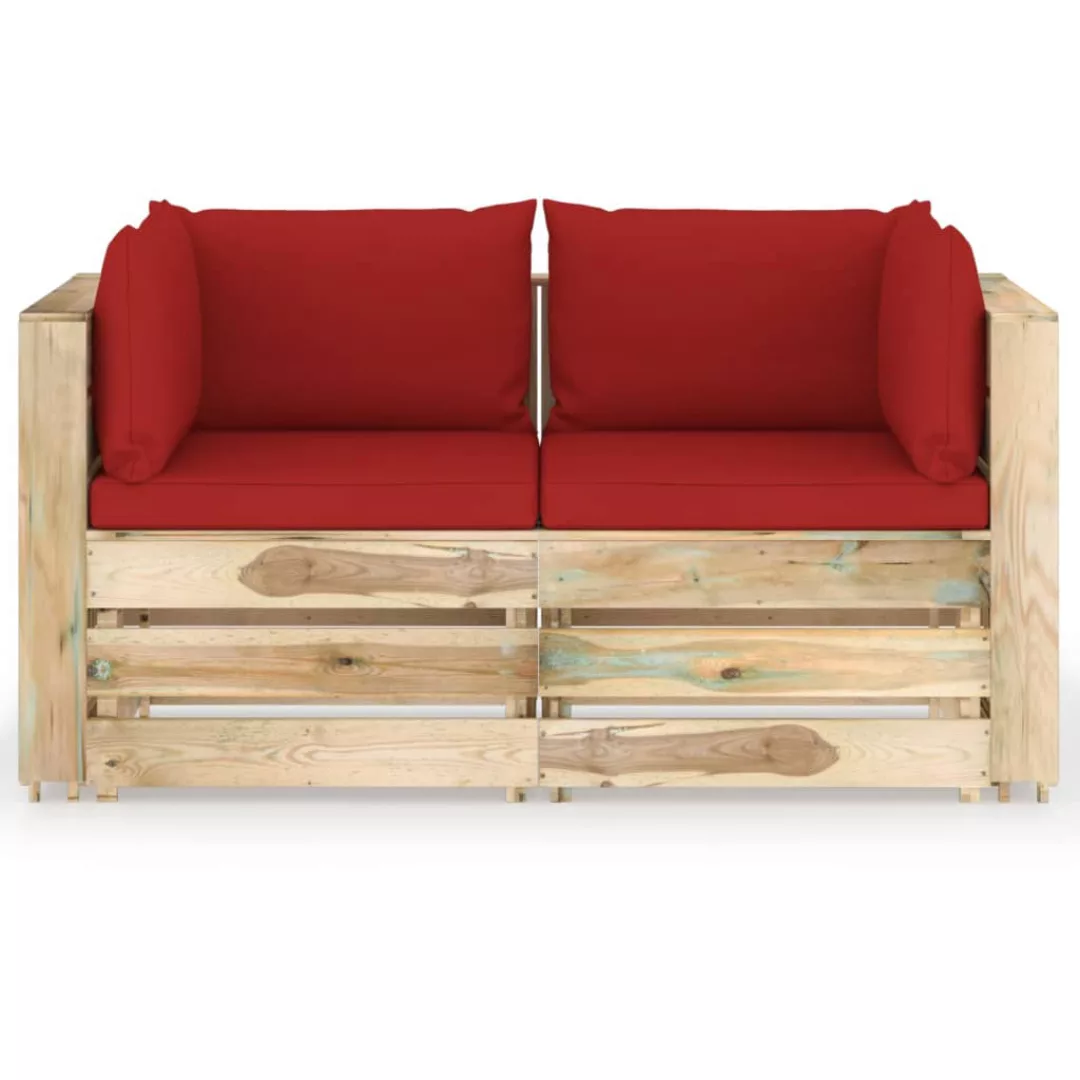 2-sitzer-gartensofa Mit Kissen Grün Imprägniertes Holz günstig online kaufen