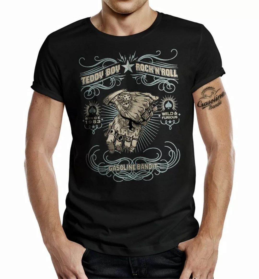 GASOLINE BANDIT® T-Shirt für Rockabilly Fans: Oldschool Rock 'n' Roll Teddy günstig online kaufen