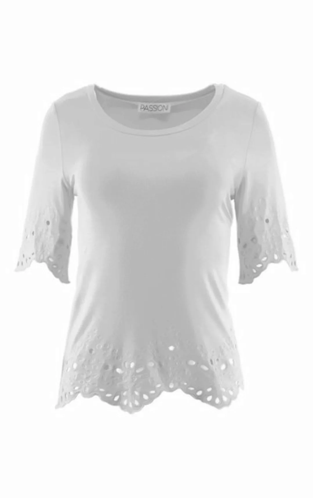 Passioni T-Shirt Sommer-T-Shirt in mit Broderie-Anglaise-Details günstig online kaufen