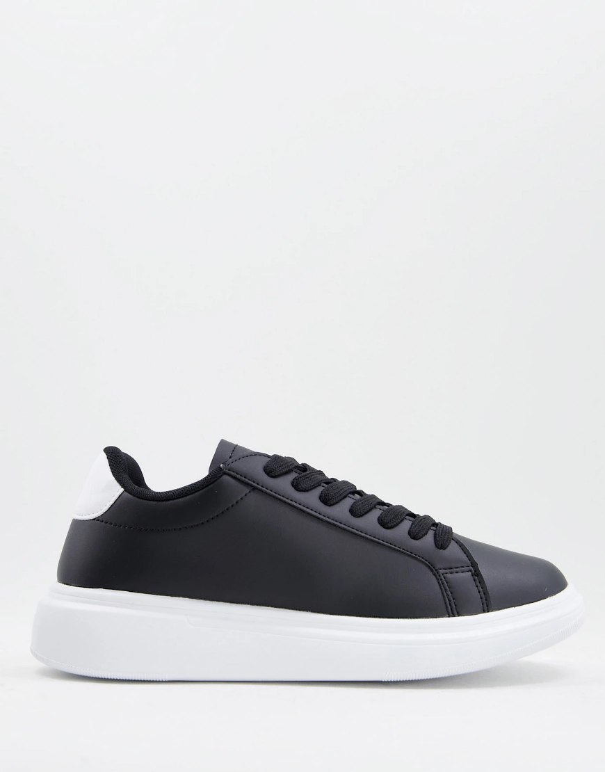 Brave Soul – Minimal – Schnür-Sneaker mit flacher Sohle in Schwarz günstig online kaufen