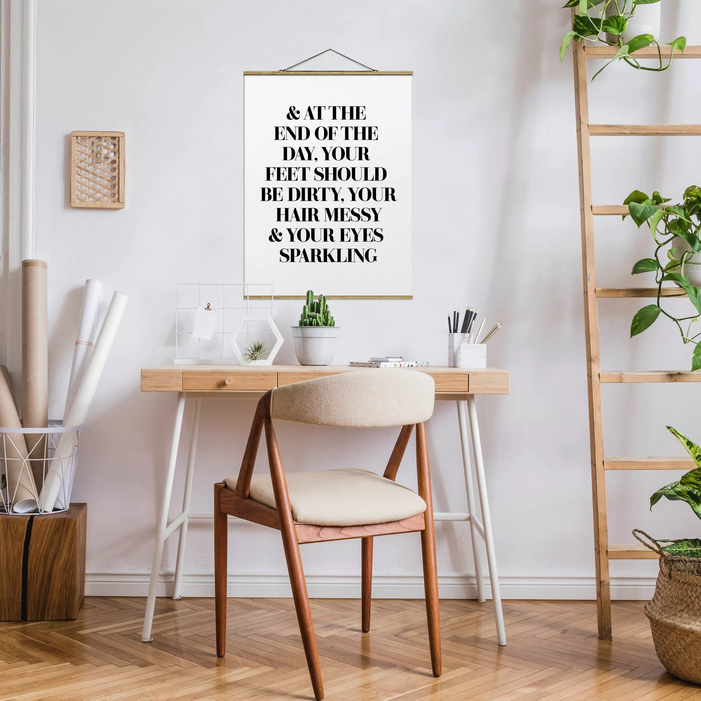 Stoffbild Spruch mit Posterleisten - Hochformat At the end of the day günstig online kaufen