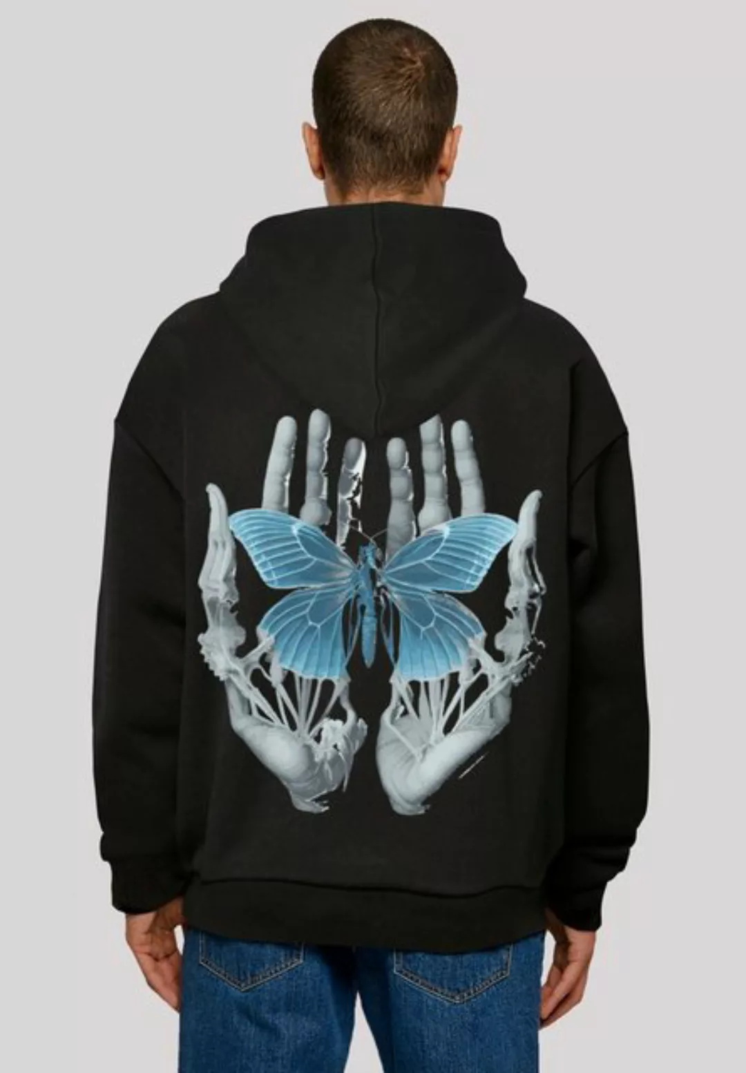 F4NT4STIC Kapuzenpullover Skelett Hände Schmetterling Print günstig online kaufen