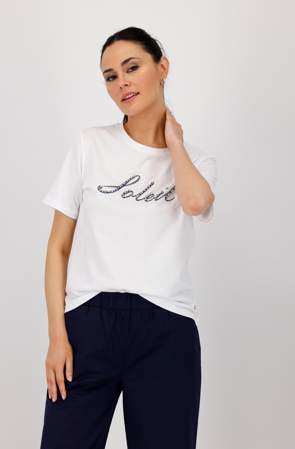 Monari Rundhalsshirt mit Glitzersteinchen günstig online kaufen