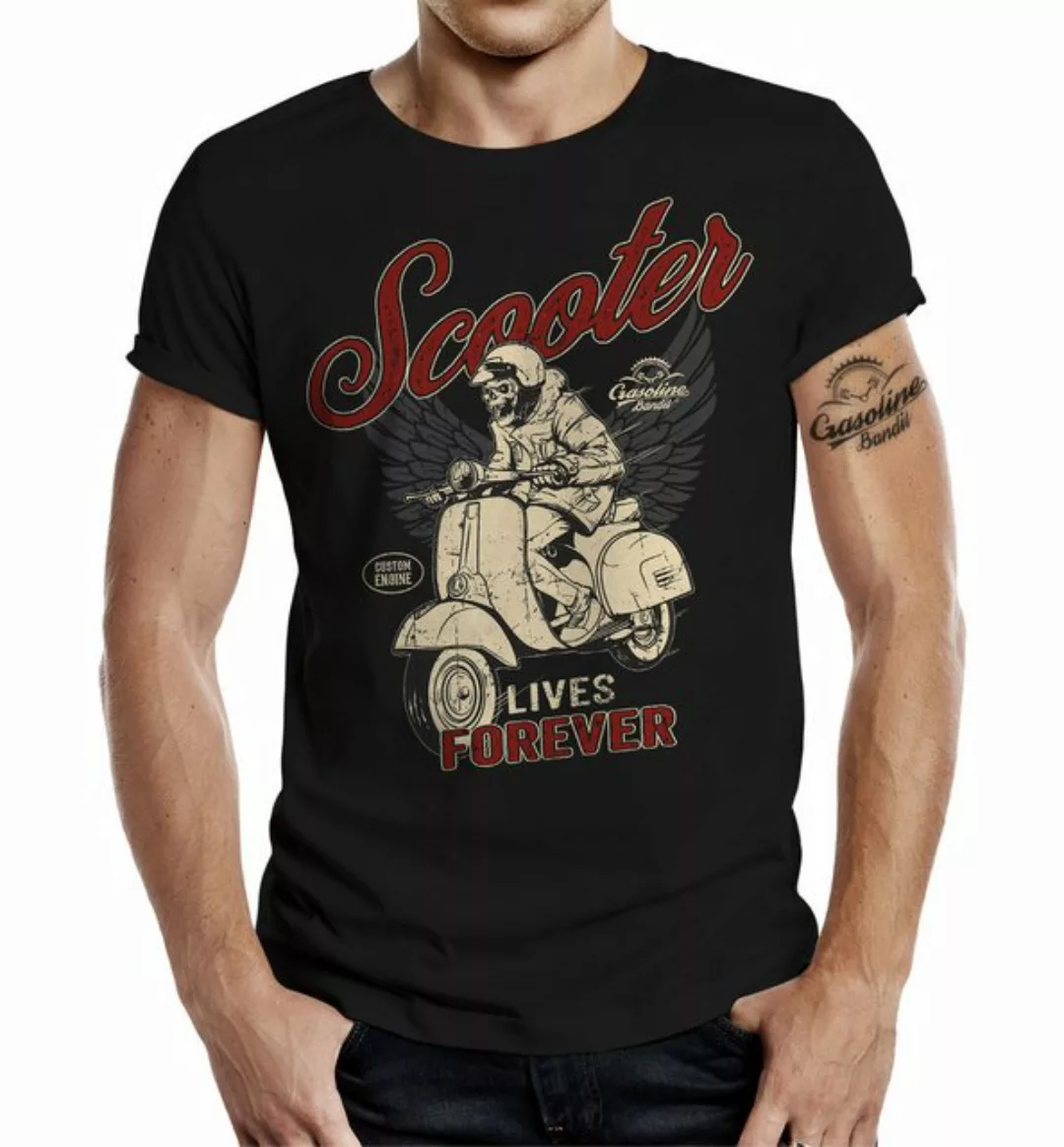 GASOLINE BANDIT® T-Shirt für Motorroller Fahrer: Scooter lives Forever günstig online kaufen
