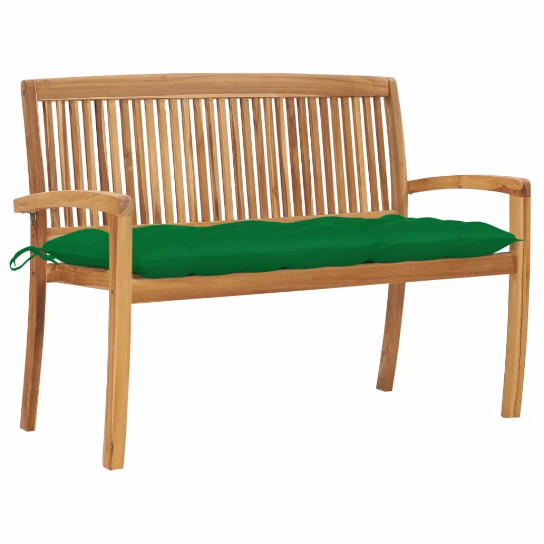 Stapelbare Gartenbank Mit Auflage 128,5 Cm Massivholz Teak günstig online kaufen