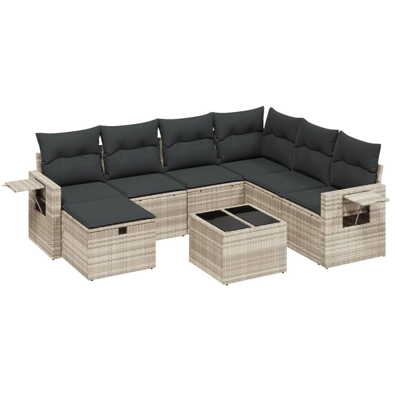vidaXL 8-Tlg Garten-Sofagarnitur mit Kissen Hellgrau Poly Rattan 3263848 günstig online kaufen