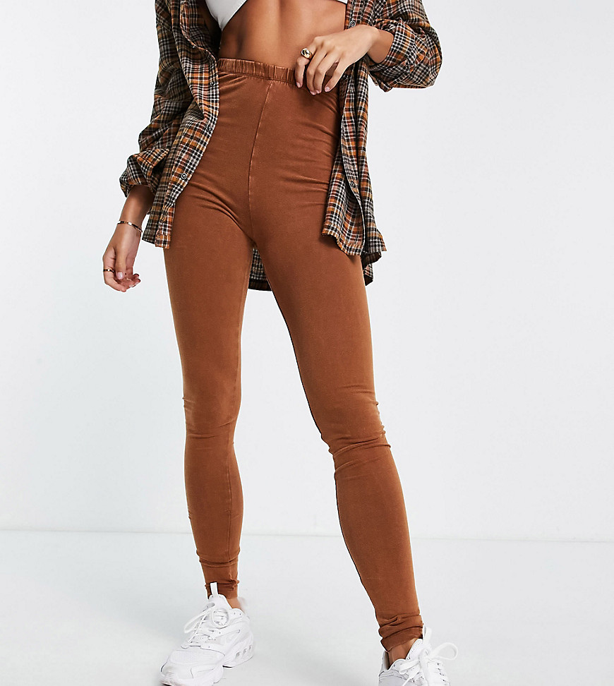 ASOS DESIGN Tall – Leggings in verwaschenem Braun mit hohem Bund-Grün günstig online kaufen