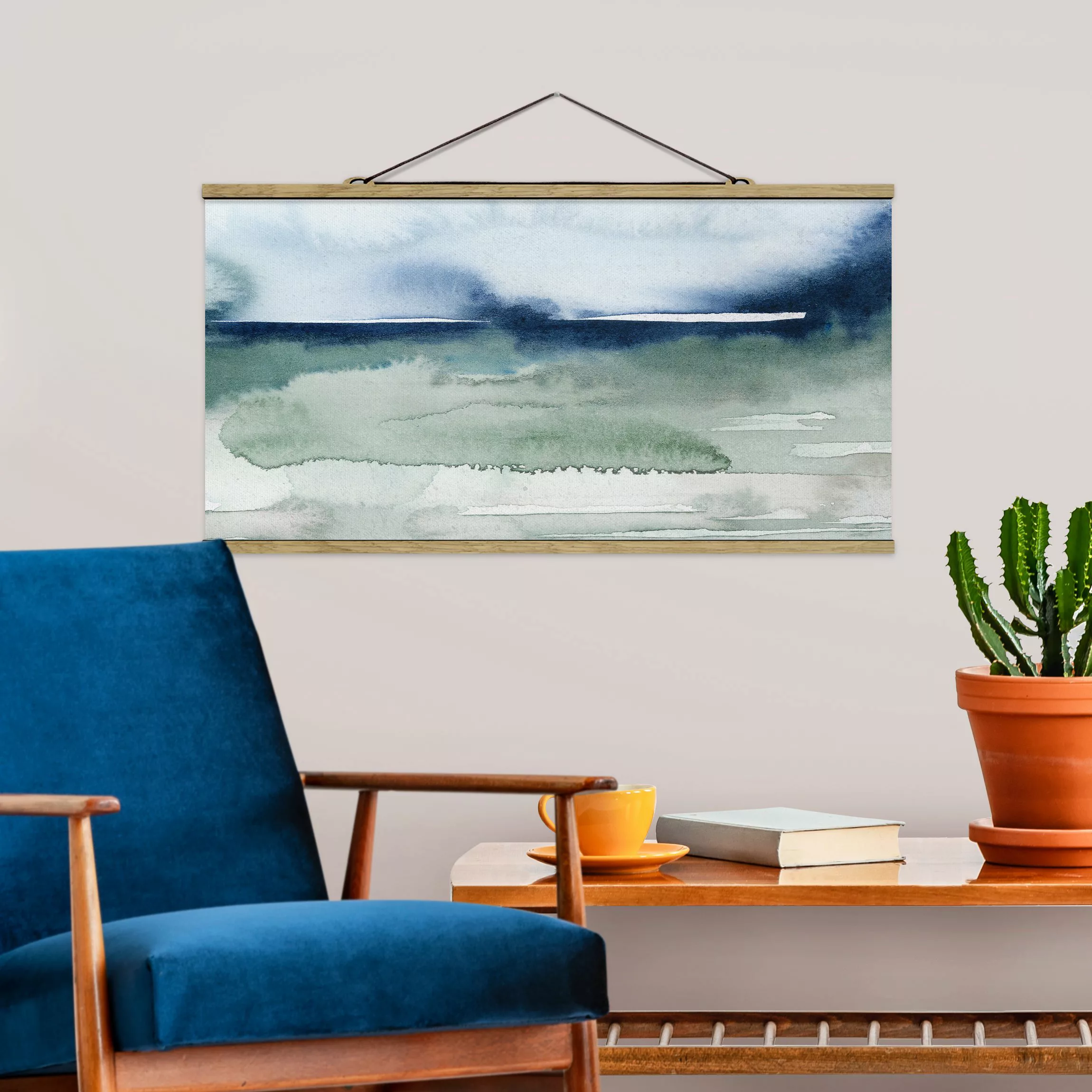Stoffbild Strand mit Posterleisten - Querformat Meereswogen I günstig online kaufen