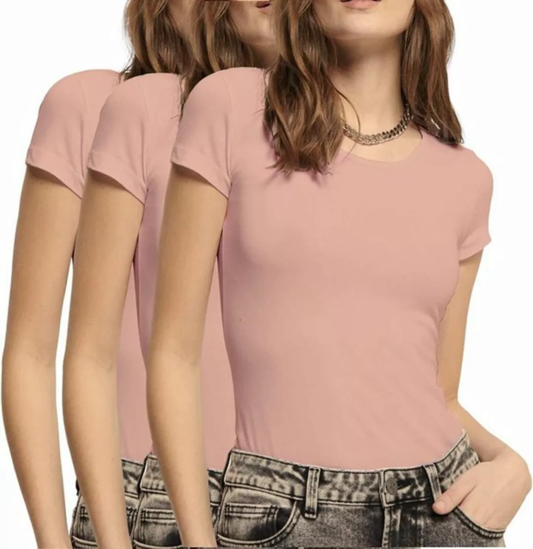 ONLY T-Shirt (3er-Pack) Basic Shirts in Unifarben günstig online kaufen
