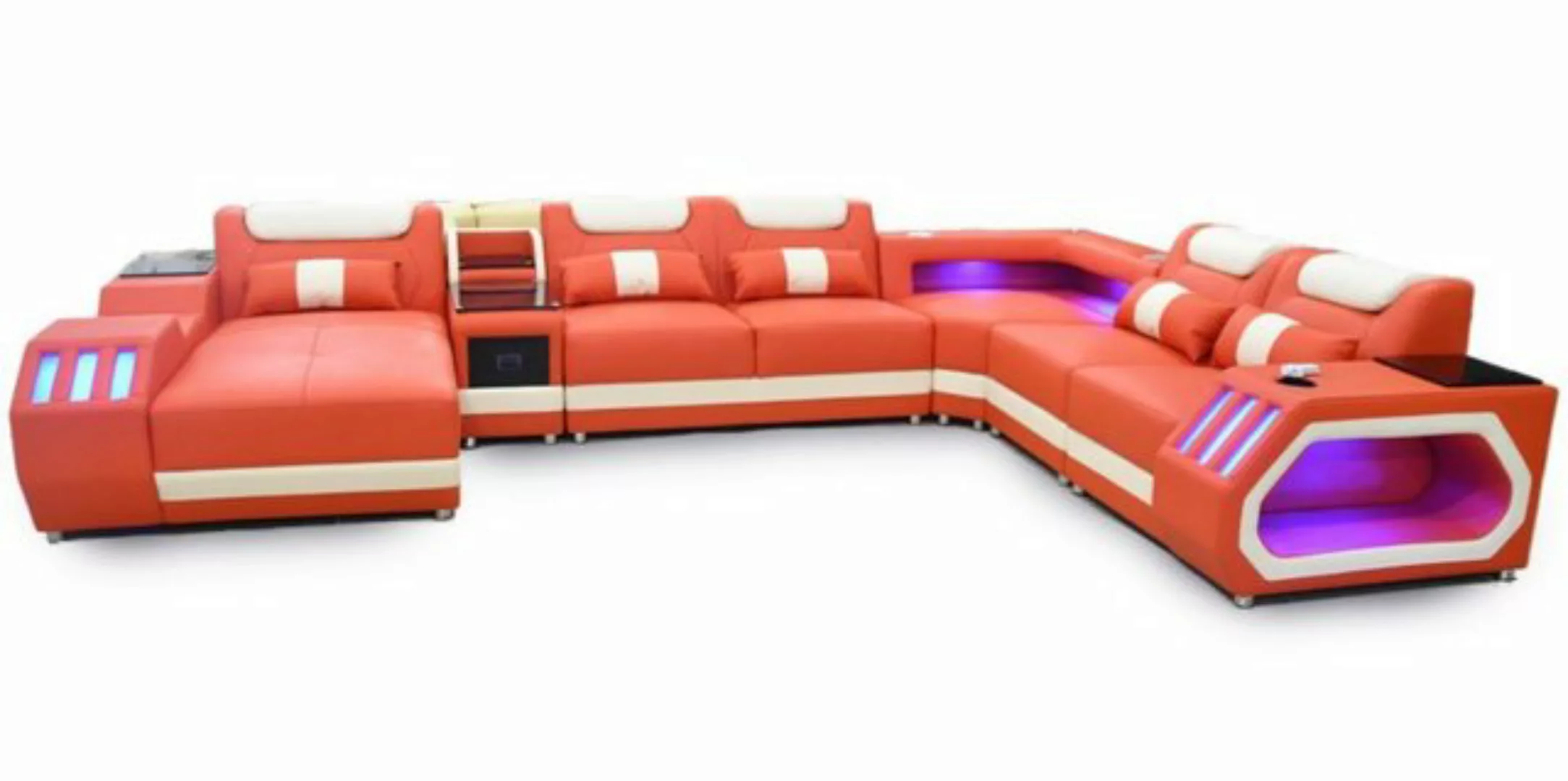 JVmoebel Ecksofa Ecksofa U-Form Orange Wohnlandschaft Couch Eckgarnitur Sof günstig online kaufen