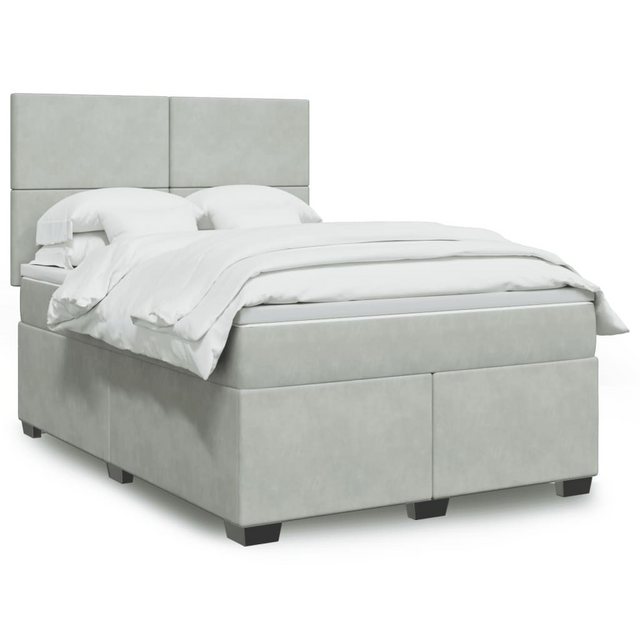 vidaXL Boxspringbett, Boxspringbett mit Matratze Hellgrau 140x190 cm Samt günstig online kaufen