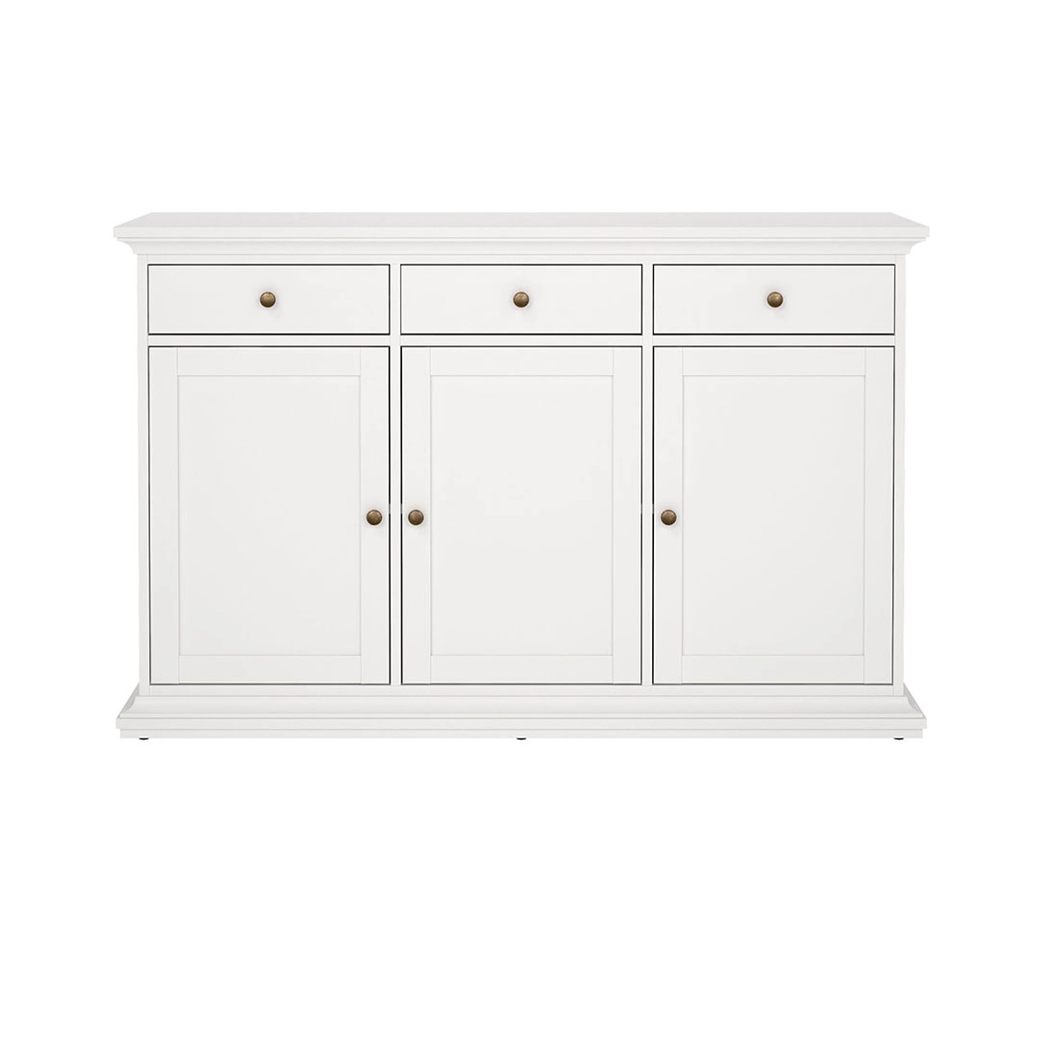 ebuy24 Venedig Sideboard 3 Türen und 3 Schubladen Weiß günstig online kaufen