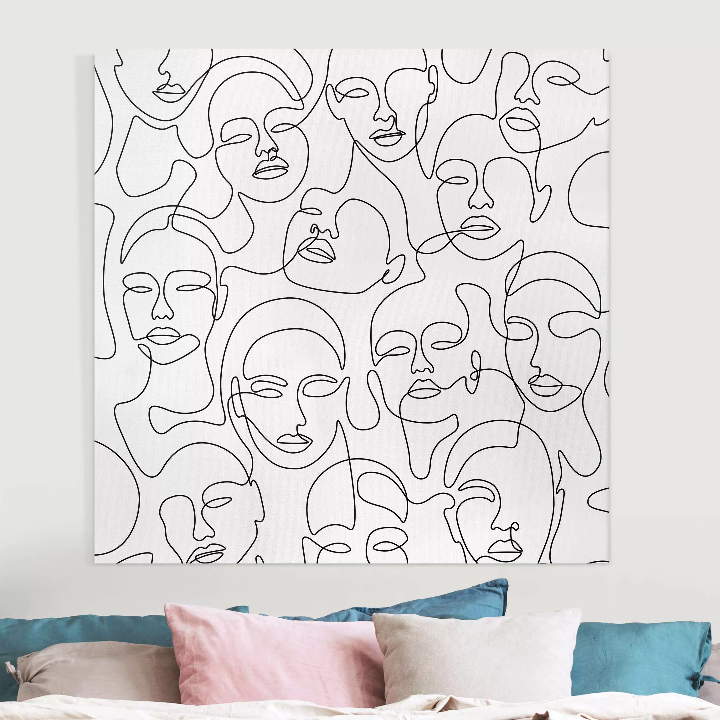 Leinwandbild Line Art - Girls Crowd günstig online kaufen