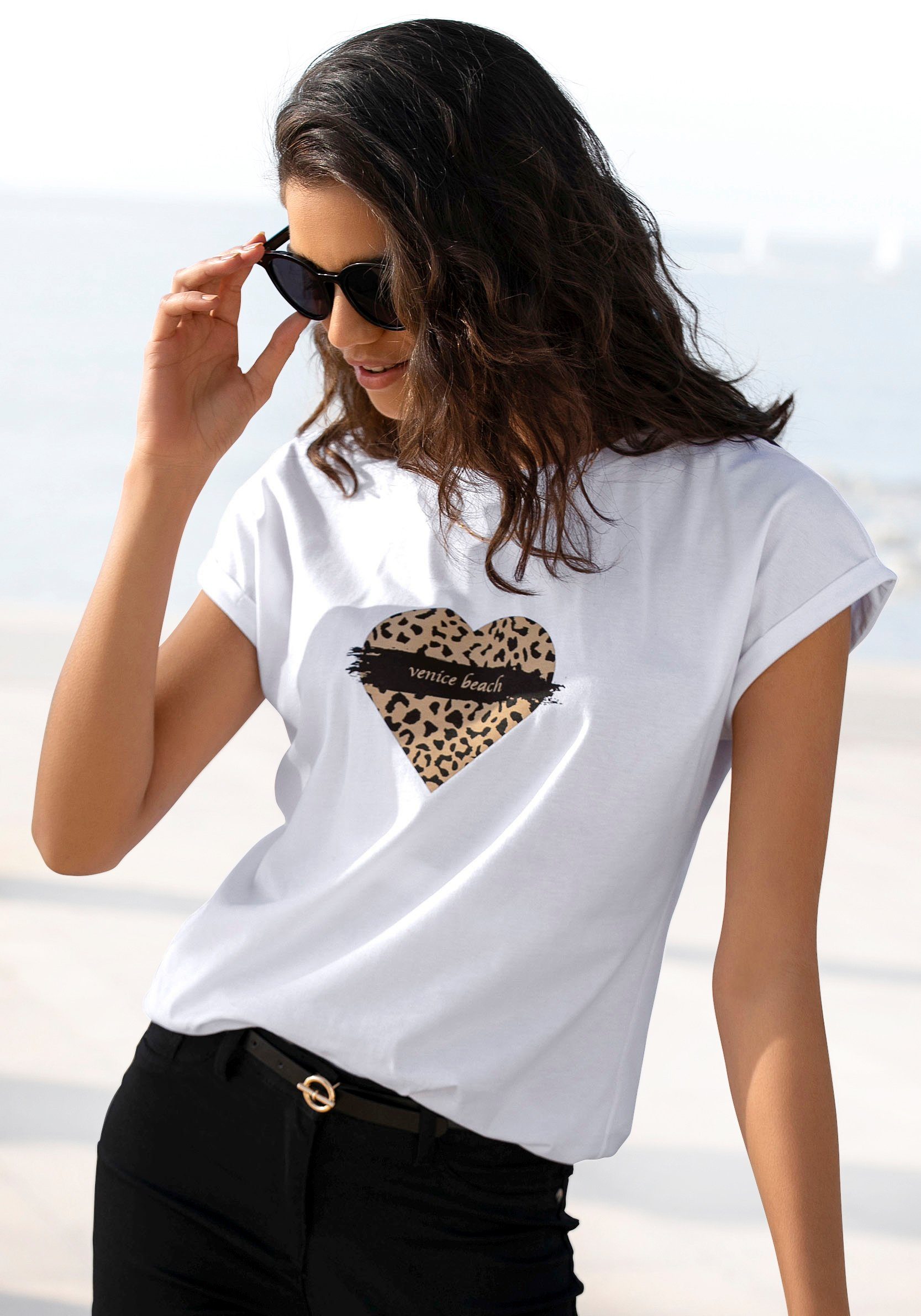 Venice Beach Kurzarmshirt, mit Frontprint, T-Shirt aus Baumwolle, lockere P günstig online kaufen