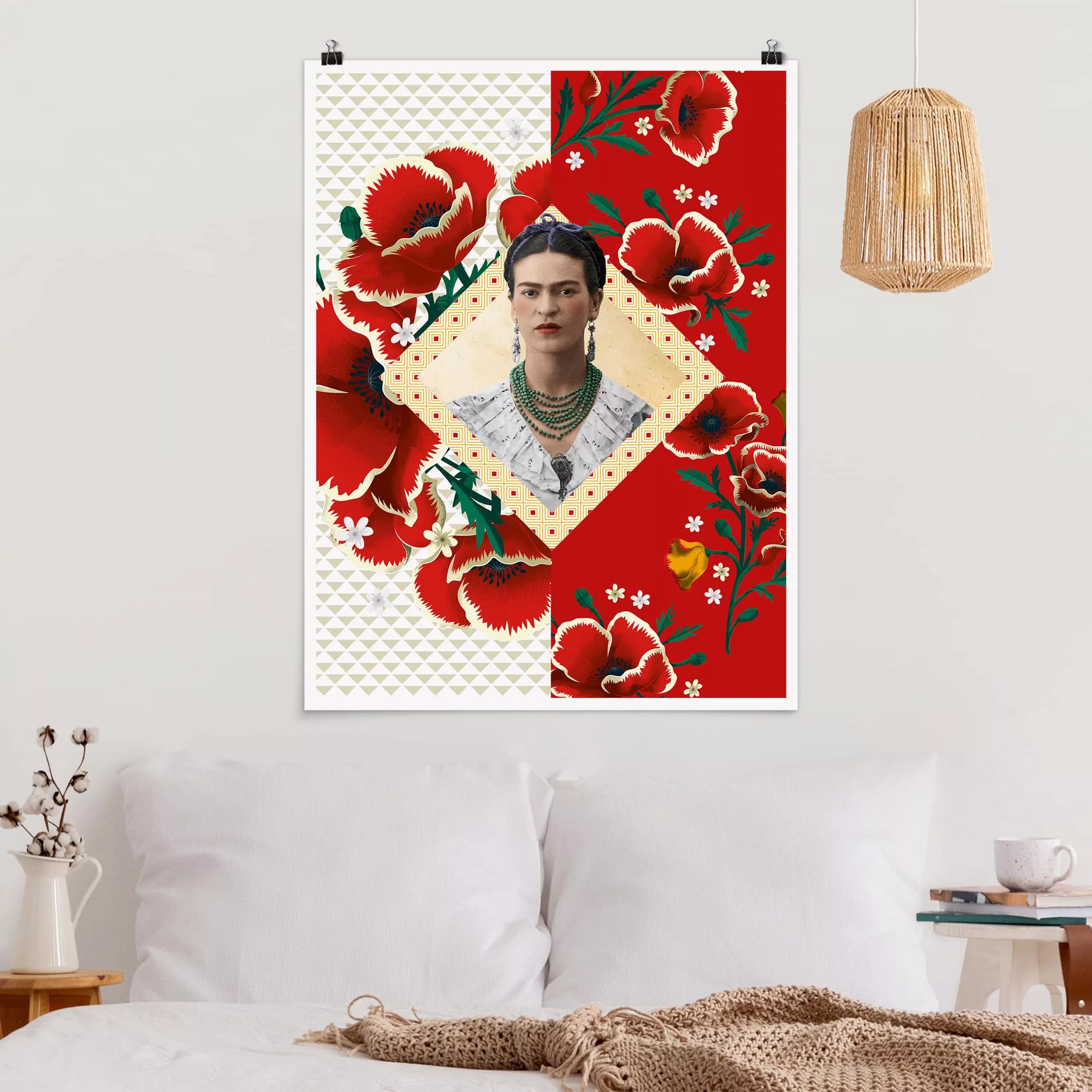 Poster - Hochformat Frida Kahlo - Mohnblüten günstig online kaufen