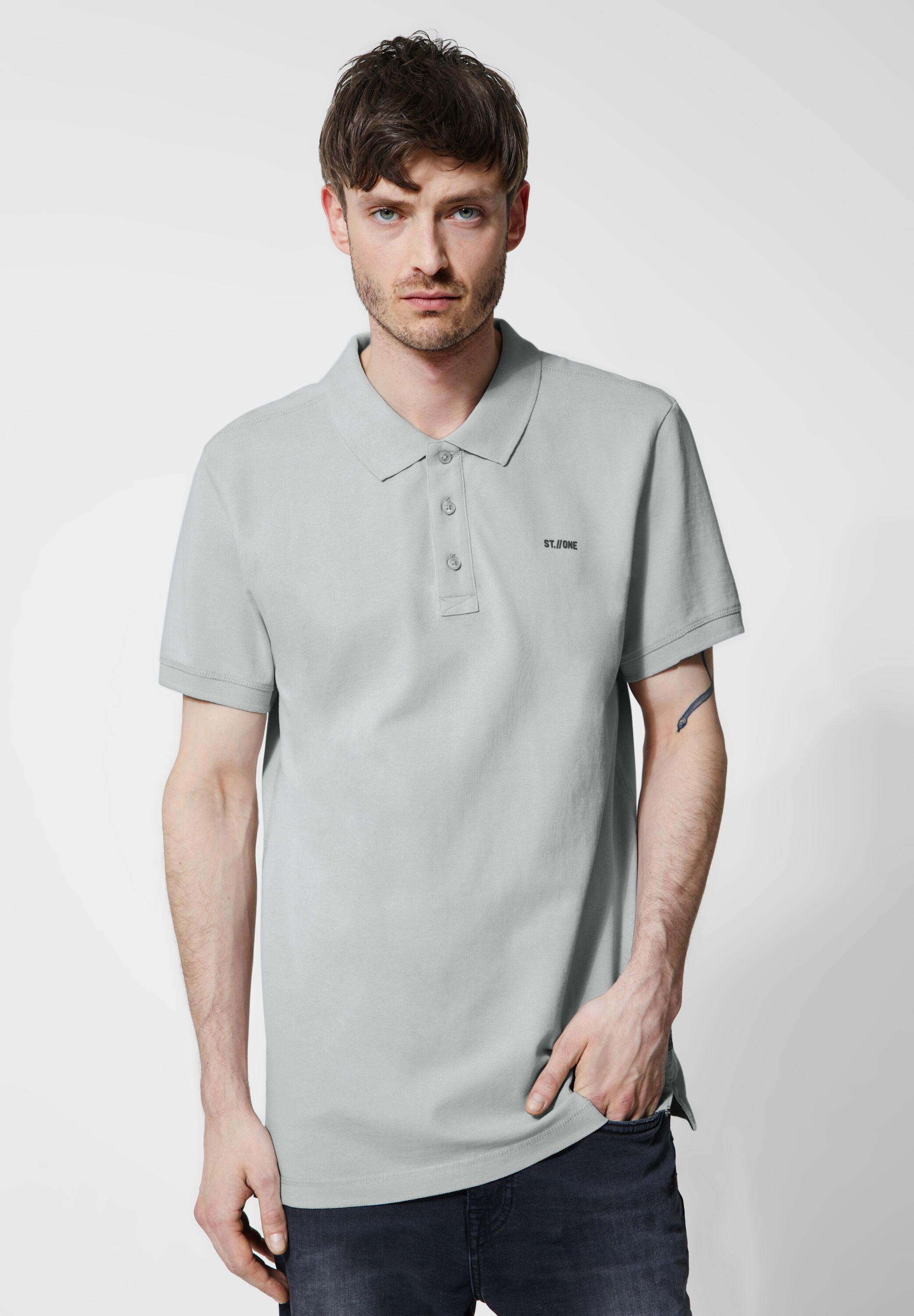 STREET ONE MEN Poloshirt in Unifarbe günstig online kaufen