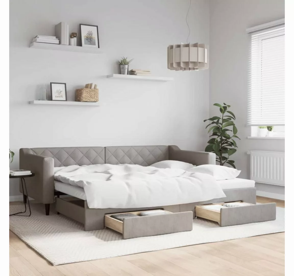 vidaXL Gästebett Gästebett Tagesbett Ausziehbar mit Schubladen Taupe 90x200 günstig online kaufen