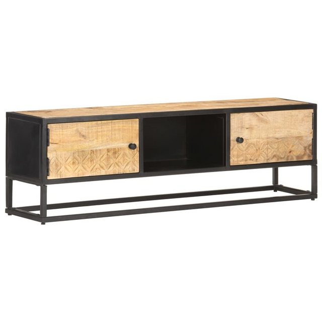 furnicato TV-Schrank mit Geschnitzter Tür 130x30x40 cm Raues Mangoholz günstig online kaufen