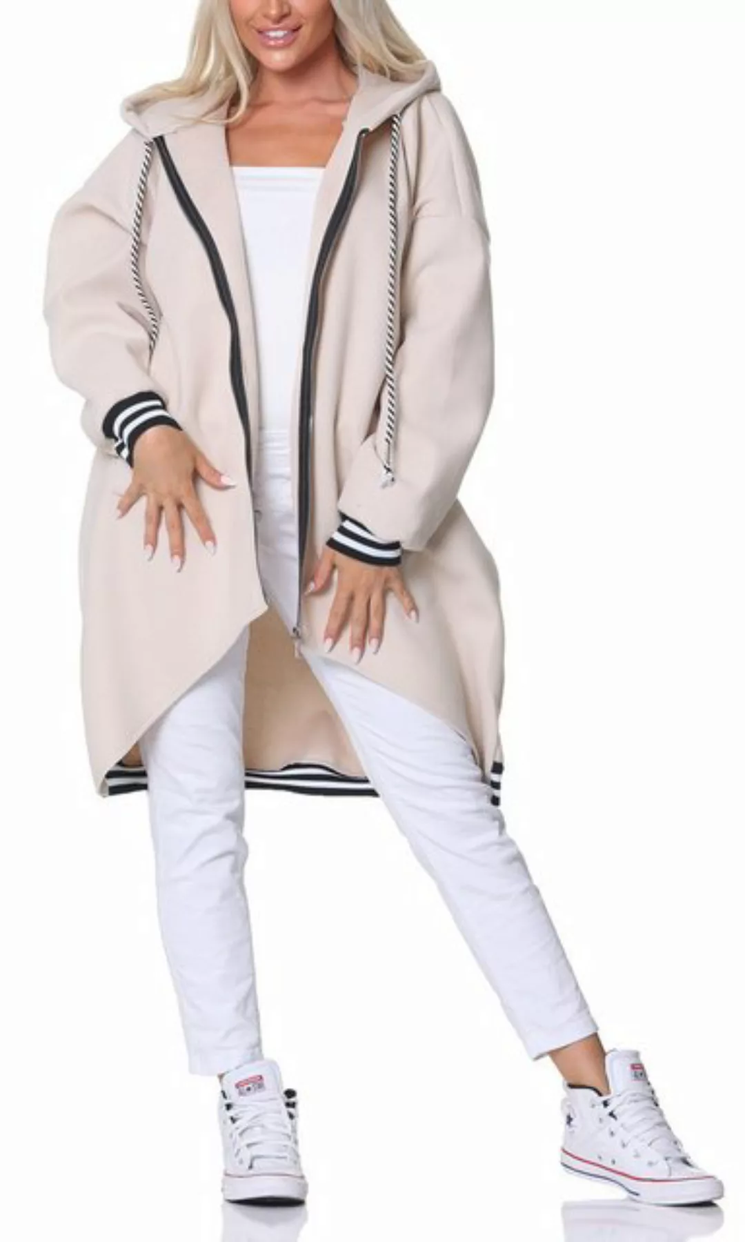 simaranda Kapuzennickijacke Damen Sweatjacke 5410 38-44 Beige günstig online kaufen