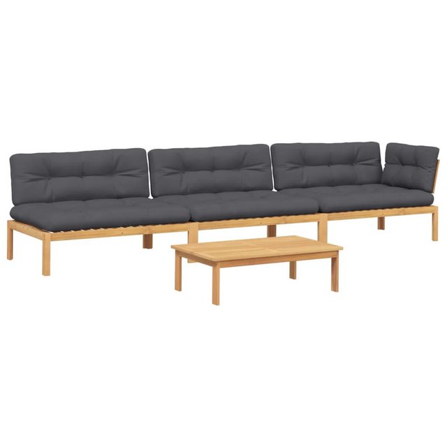 vidaXL Loungesofa 4-tlg. Garten-Sofagarnitur aus Paletten mit Kissen Akazie günstig online kaufen