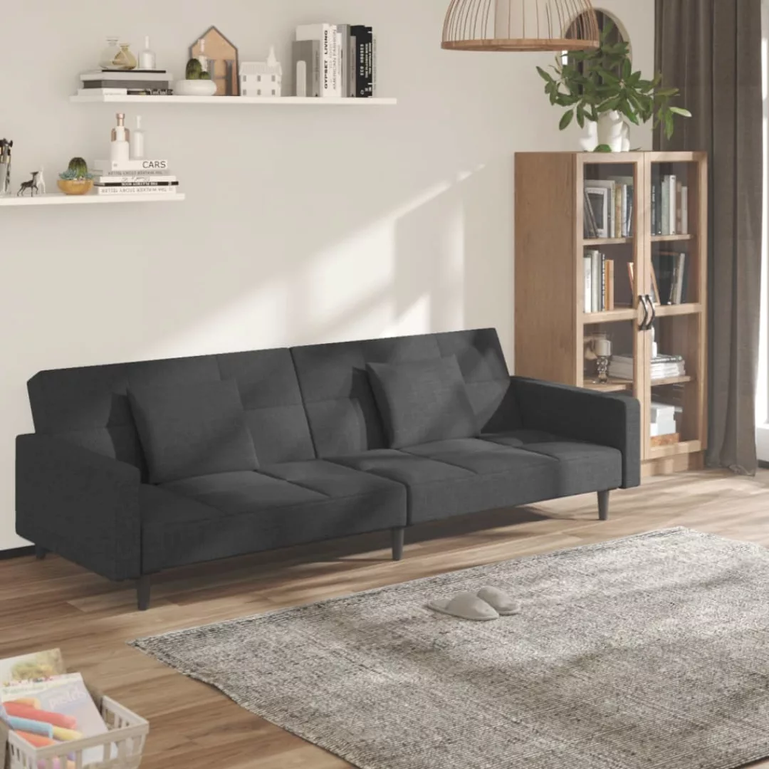 Vidaxl Schlafsofa 2-sitzer Mit 2 Kissen Dunkelgrau Stoff günstig online kaufen