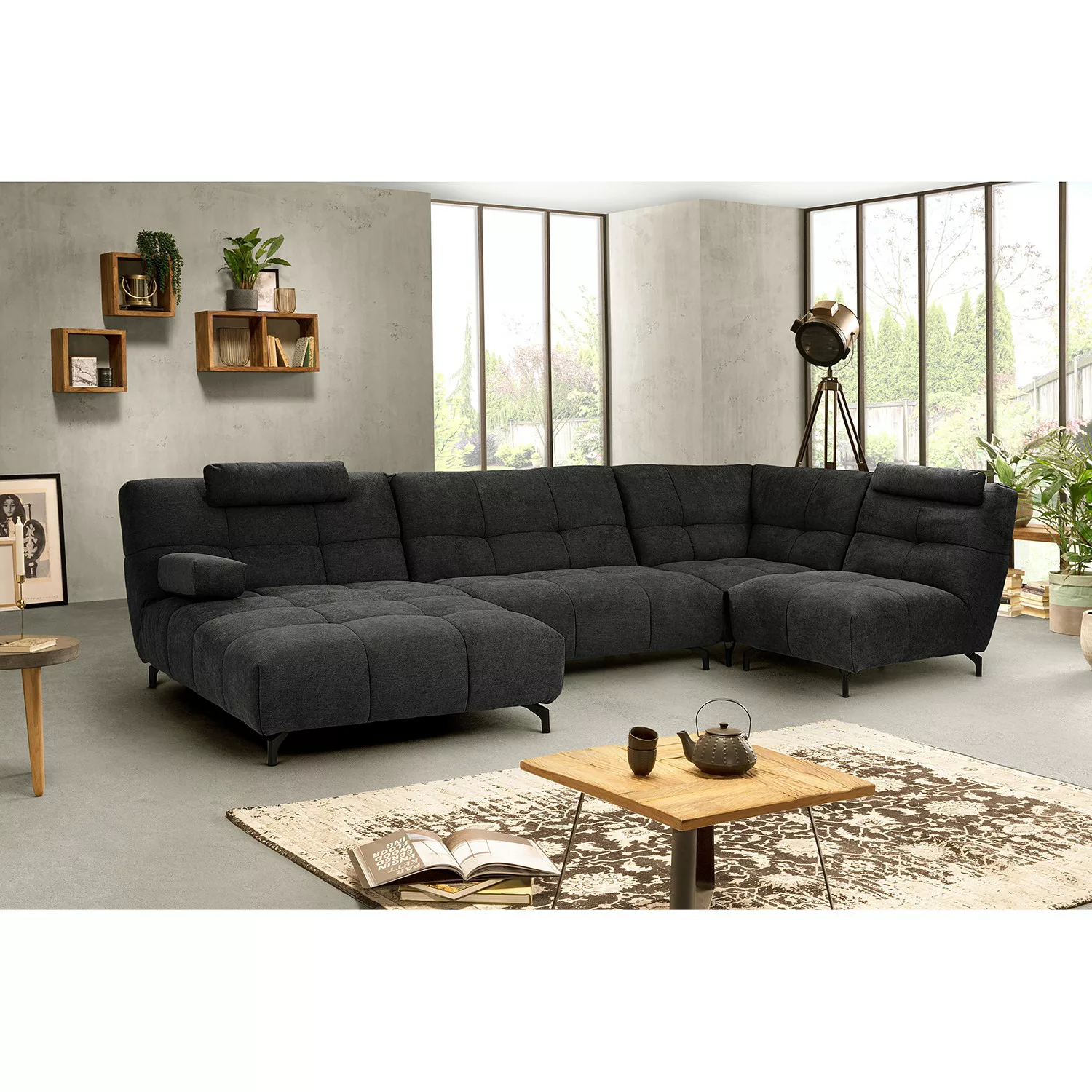 home24 Fredriks Sofa Bellmore 1,5-Sitzer Schwarz Microfaser 120x91x104 cm günstig online kaufen
