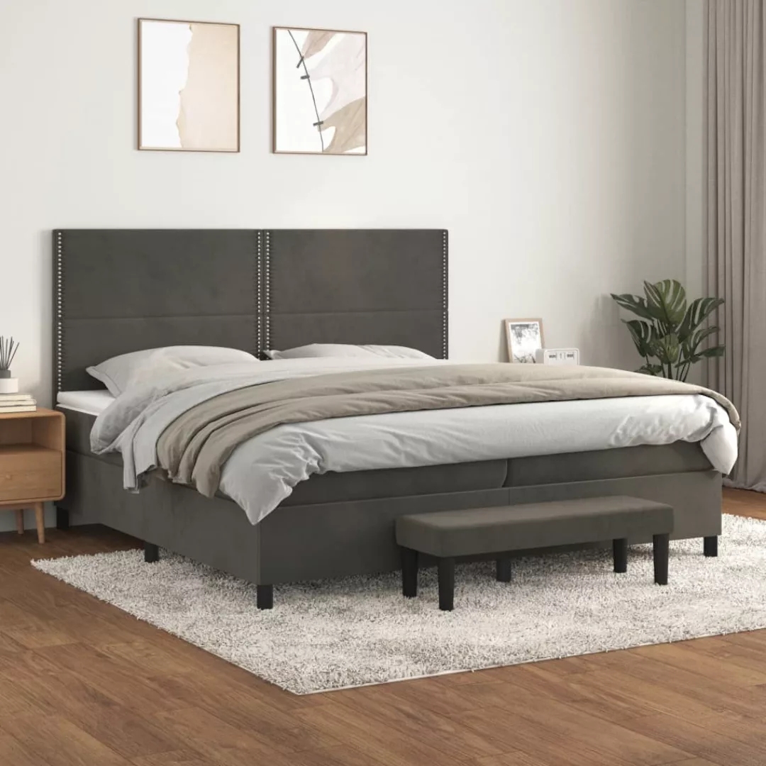 Vidaxl Boxspringbett Mit Matratze Dunkelgrau 200x200 Cm Samt günstig online kaufen