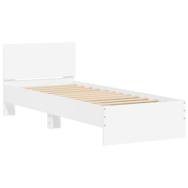 vidaXL Bettgestell Bettgestell mit Kopfteil Weiß 90x200 cm Spanplatte Bett günstig online kaufen