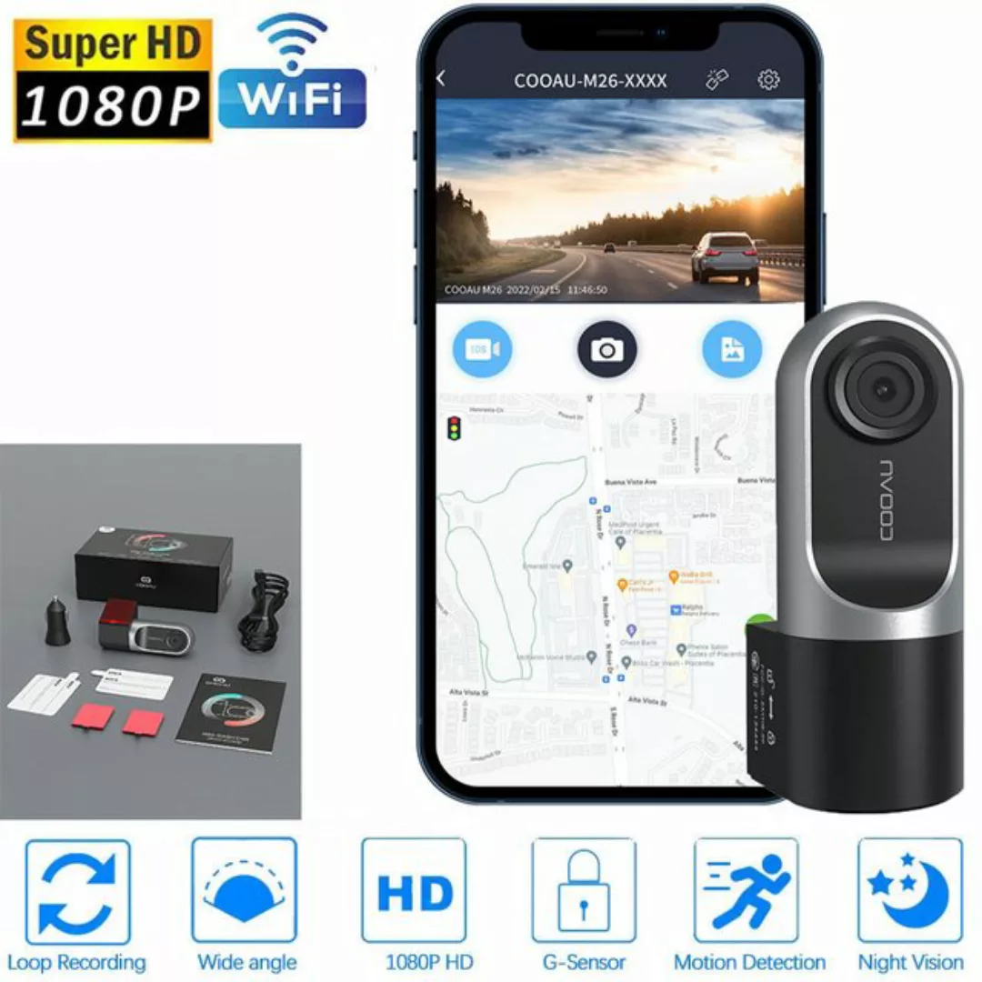 COOAU 1080P FHD Dashcam,Intelligente Autokamera mit Mini Körper,360°Drehung günstig online kaufen